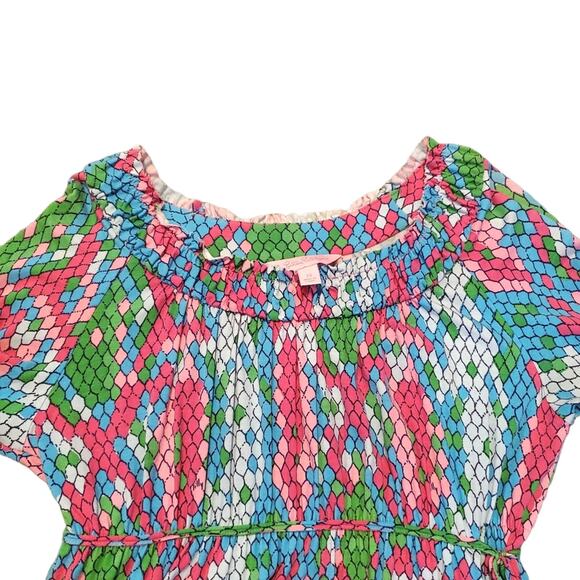 LILLY PULITZER 'SHOW ME SOME SKIN' PRINT 3/4 LENGTH SLEEVES TUNIC TOP PINK BLUE - Picture 4 of 16